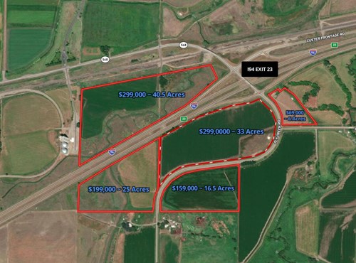 Vacant land Exit 23 Interstate 94 in Montana--5 parcels